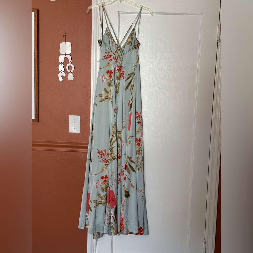 Lulus Still the One Sage Green Floral Print Satin Maxi Dress - Picture 6 of 12